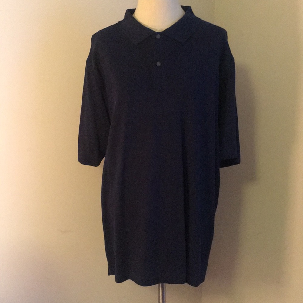 Solid Blue Polo With Subtle Stripes - image 1